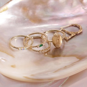 Anillos de ópalo <span class=keywords><strong>azul</strong></span> y diamante para mujer, sortija de plata 925 apilable - Product Image 4