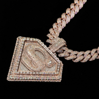 Pendentif Hip Hop personnalisé de luxe serti de diamants, cadre en diamant, pendentif statement pour hommes, streetwear, soirées et musique