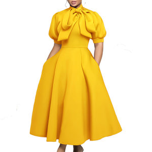Robe de soirée à manches courtes et nœud papillon, style européen et américain, nouvelle collection été, robe de cocktail élégante pour femmes pour occasions spéciales - Product Image 5