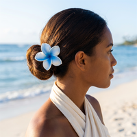 Pique à cheveux en mousse EVA 8 cm, fleur artificielle de Plumeria (Frangipanier) style Hawaï, pour coiffure ou oreille