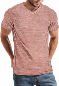 Camiseta de algodón transpirable con cuello en V para hombre, camiseta informal de ajuste elástico con estampado gráfico de moda - Product Image 4
