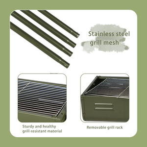 Parrilla Portátil Plegable <span class=keywords><strong>de</strong></span> Acero al Carbono para <span class=keywords><strong>Barbacoa</strong></span> 400-500 ℃   Parrilla <span class=keywords><strong>de</strong></span> Carbón Plegable para Exteriores, Ideal para Camping - Product Image 3
