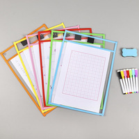 Bolsa de documentos transparente reutilizable para niños, de PVC/PET, para escritura y borrado en seco, tamaño A4, gruesa, impermeable, con cremallera, carpetas personalizadas