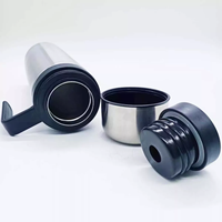 Kit de Termo de Acero Inoxidable de Doble Capa con Media Manija 1 L, Mantiene 24 hs, para Mate Paraguayo