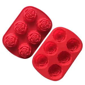 Baki Silikon Bunga Mawar 3D Hari Valentine S, Puding Roti Coklat Muffin Tahan Suhu Tinggi