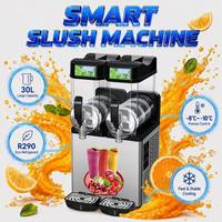 Machine à Granita Commerciale 2 Réservoirs 15L x 2, Machine à Boissons Glacées avec Mode Nuit, 30L, 900W