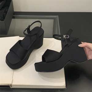 Sandalias de tacón de cuña con plataforma y punta abierta para mujer, estilo europeo-americano, cómodas y transpirables, para verano 2025 - Product Image 6