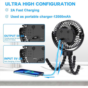 Ventilateur portable sans balais F3 ultra-silencieux, rechargeable, <span class=keywords><strong>pour</strong></span> <span class=keywords><strong>camping</strong></span> et poussette, avec lumière LED douce <span class=keywords><strong>pour</strong></span> utilisation en voiture - Product Image 2