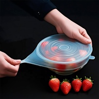 Jeu de couvercles de cuisine personnalisés, réutilisables et extensibles en silicone avec joint flexible, couvercles de récipient alimentaire en silicone pour produits alimentaires