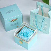 Boîte Cadeau Rotative de Roses Éternelles les Plus Vendues – Fleurs Fraîches Longue Durée (3-5 Ans) pour Cadeaux de Noël – Couleur Personnalisable
