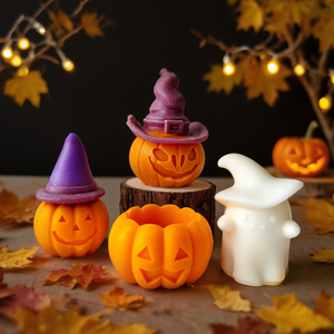 J10-27 Halloween squelette citrouille bougie moule bricolage citrouille aromathérapie diffuseur pierre ornement silicone moule - Product Image 5