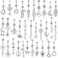 Bijou de piercing en acier inoxydable Yazi avec zircon, anneau de nombril étanche, ornement corporel tendance