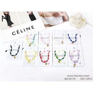 Bracciale con nodo a sette stelle in acciaio inossidabile con ciondolo a stella dorata, gioielli alla moda per donna, accessori PULSERA - Product Image 1