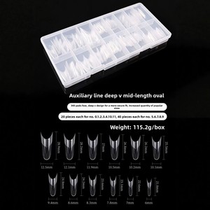 Ongles artificiels fins, profonds en V, avec lignes de guidage, demi-couverture peu profonde, effilés, carrés, stilettos, ovales - Product Image 4