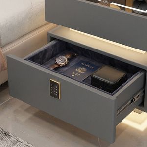 Mesitas de <span class=keywords><strong>Noche</strong></span> Modernas y Sencillas de Madera Maciza con Superficie Metálica, Duraderas y Ecológicas, Muebles de Dormitorio con Cajones de Almacenamiento - Product Image 3