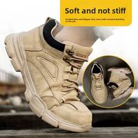 Sepatu Keselamatan Pria dengan Ujung Baja Ringan Anti-Selip Tahan Tusukan Sepatu Kerja Modis untuk Konstruksi Industri dan Bengkel.