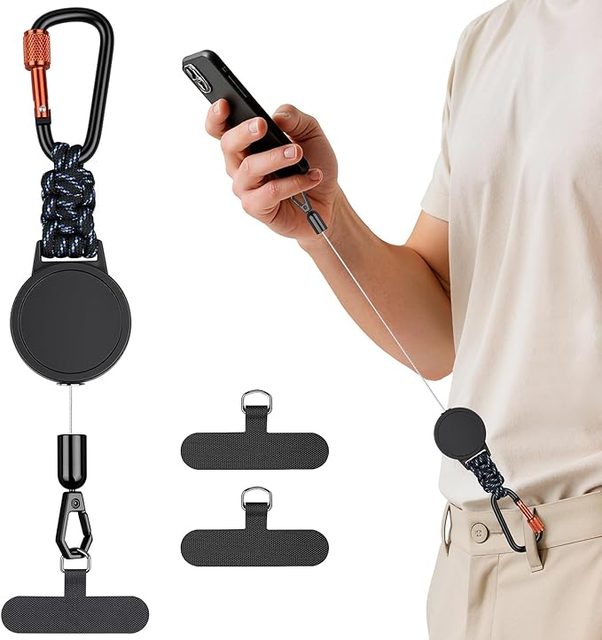 Anti Theft Retractable Phone Lanyard Paracord Steel Cable Universal Phone Tether Tab for Outdoor Skiing Hiking Climbing Fishing