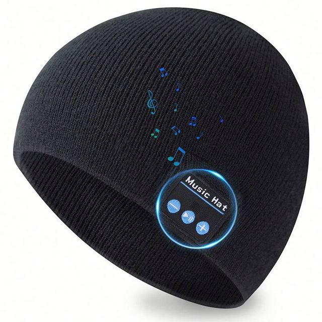Winter Outdoor Wireless Musical Unisex Headlamp Bluetooth Knitted Beanie Hat Cap Business Image Common