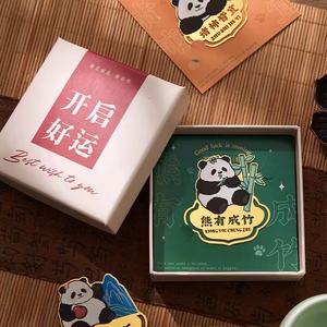 Signet personnalisé en papier design <span class=keywords><strong>panda</strong></span> en acier inoxydable doré avec impression UV avec emballage de carte en papier/boîte en papier - Product Image 5
