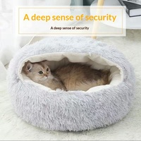 Grenzüberschreitendes Plüsch-Katzenbett, ganzjährig nutzbar, halbgeschlossen, atmungsaktiv, wasserdicht, winterwarm, muschelförmige Hundebettkurche zum Schlafen