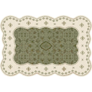 Tappeto per Soggiorno Verde Stile Retrò Francese Antico Nuovo Motivo a Pied-de-Poule Quadrato Imitazione Cashmere Lavabile e Cancellabile - Product Image 5
