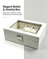 Boîte de rangement pour montres en PU blanc, 6 emplacements pour montres, fenêtre en verre transparent, verrouillage, organisateur pour la maison, cadeau d'anniversaire, cadeau d'entreprise, logo personnalisé