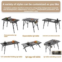 Table de camping pliable en aluminium réglable IGT, mobilier d'extérieur léger et portable pour barbecue, jardin, pique-nique, camping, loisirs