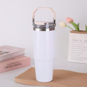 Gobelet isotherme de voyage 20oz 30oz avec poignée, couvercle, paille et base antidérapante pour boissons froides - Product Image 3