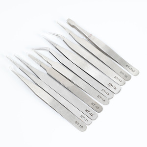 Dr. Pince à épiler géante en acier inoxydable, style ST, pointe arrondie de 1,5 mm, courbée pour la réparation des extensions de cils et l'application d'autocollants - Product Image 3