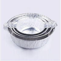 Boîte d'emballage pour plats à emporter, pot rond en aluminium épais jetable avec couvercle pour pique-nique en extérieur