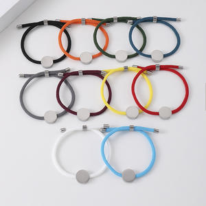 ใหม่ DIY สามารถปรับแต่งได้เองแกะสลักสแตนเลสรอบ spacer ปรับได้เชือกกำไลข้อมือสำหรับผู้ชายและผู้หญิงเครื่องประดับ - Product Image 1