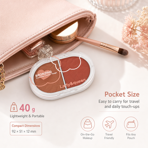 Polvo Facial de Doble <span class=keywords><strong>Color</strong></span>, Bronceador y Rubor, Acabado Sedoso, Producto de Belleza de Marca Privada, Directo de Fábrica - Product Image 2