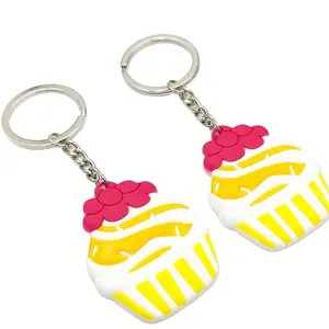 מותאם אישית חמוד עיצוב מקסים סימולציה מזון cupcake keyring PVC keyring קינוח עוגת צורת keychain