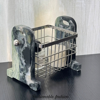 Panier de rangement en marbre vert et noir, organiseur de bureau de style luxueux pour parfums et cosmétiques, panier de rangement décoratif pour la vanité