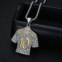 Collier pendentif Yunnique Neymar Jr 10 en acier inoxydable, zircon, plaqué or 18 carats, bijoux de mode hip-hop glacés, cadeau géométrique