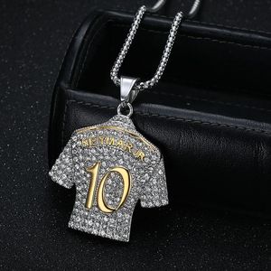 Collier pendentif Yunnique Neymar Jr 10 en acier inoxydable, zircon, plaqué or 18 carats, bijoux de mode hip-hop glacés, cadeau géométrique - Product Image 3
