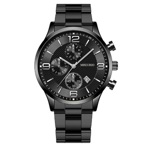 Orologio da uomo alla moda con <span class=keywords><strong>calendario</strong></span> digitale a tre quadranti, movimento al quarzo, cassa in lega e cinturino in vetro - Nuovo modello di successo per il commercio estero - Vendita all'ingrosso - Product Image 2