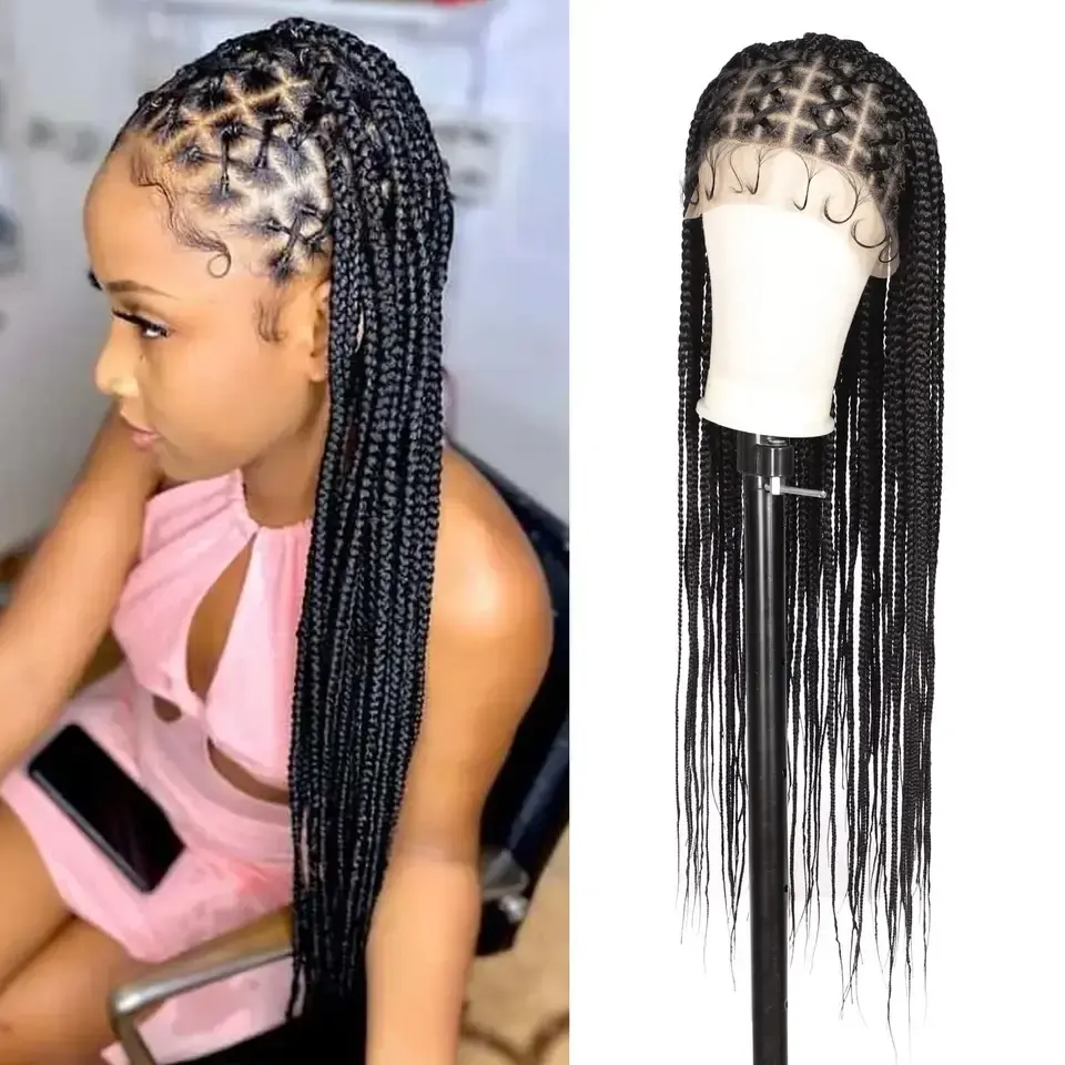 LINDALHAIR wholesale cornrows hands 360 full lace synthetic braided wigs for black women