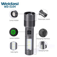 Lampe torche Weidasi étanche haute puissance, longue portée, super lumineuse, lampe torche tactique rechargeable LED