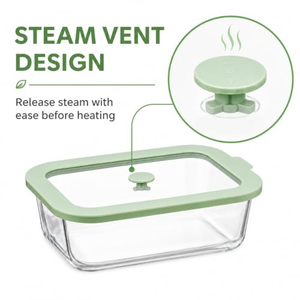 Boîte à bento hermétique durable, légère et sûre, en verre trempé, pour la préparation des repas, avec compartiments en silicone - Product Image 3