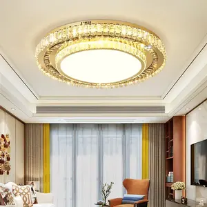Zeal Lighting Montado en superficie Dormitorio Sala de estar Cristal dorado Redondo Techo plano Luz LED - Product Image 3