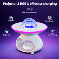 Lampe de bureau de charge sans fil intelligente pour téléphone, rechargeable par USB, projecteurs RGB, veilleuse, haut-parleur de musique, lampe de chevet LED pour chambre à coucher