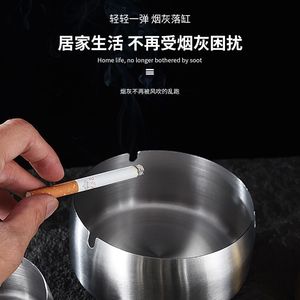 Cenicero redondo de acero inoxidable, grande, 12x5,3 cm, diseño minimalista a prueba de viento para bares, restaurantes, hoteles - Product Image 4