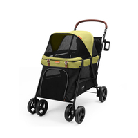 Poussette pliable 4 roues en fer pour animaux de compagnie (chiens et chats) avec double fenêtre, nouveau design, maille respirante, idéale pour les animaux âgés – Parfaite pour les voyages estivaux