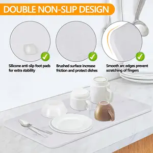 Skymoving Home 2 Pack Marble Absorbent Heat Resistant Easy Clean Diatomite Stone Dish Quick Drying Mats For Kitchen Counter
