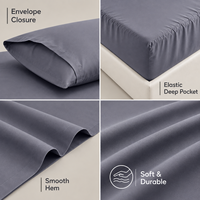 Parure de draps de luxe Cedar Space en polyester 3 pièces pour lit double, ultra douce, rafraîchissante et respirante, 60 fils, toutes saisons, profondeur 16 pouces