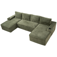 Canapé modulaire sectionnel sans structure de 135 pouces, en velours côtelé, en forme de U, pour salon, avec siège profond et ottoman