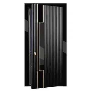 Dubai modern style bronze color grill flower frosted glass bright surface stainless steel entrance door