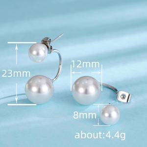 Orecchini a Cerchio E3210 in Oro Bianco con Perle Coltivate AAA, Stile Classico da Donna, Placcati in Argento - Product Image 6