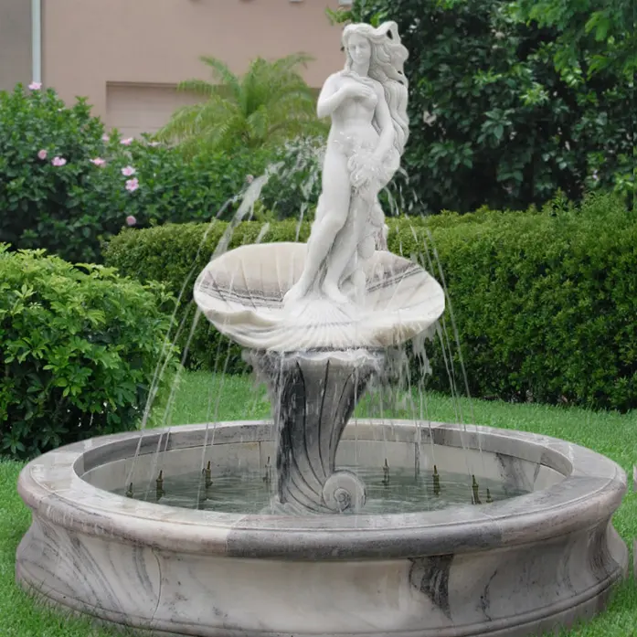 Customized Garden Decoration Natural Stone Water Fountain Woman Statue